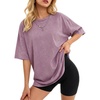 image:imageMANGOPOP Oversized Vintage Short Sleeve Shirts for Women Acid Wash Crew Neck Y2k Grunge Casual Summer Baggy Tees TopsLight Purple
