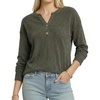 image:imageMANGOPOP Ribbed Henley Sweatshirt for Women Oversized Casual Long Sleeve Pullover Top with Decorative ButtonsArmy Green