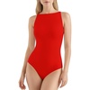 image:imageMANGOPOP Womens Boat Neck Tank Top Bodysuit Double Lined Sleeveless Cami Body Suit Going Out Adjustable Spaghetti Strap TopsRed