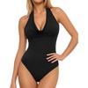 image:imageMANGOPOP Womens Halter Cowl Neck Backless Bodysuit Sexy Sleeveless Double Lined Open Back Body Suits Going Out Tops 202601 Black