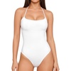 image:imageMANGOPOP Womens Halter Spaghetti Strap Tank Top Bodysuit Double Lined Thong Body Suits Going Out Cami TopsA02 White