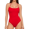 image:imageMANGOPOP Womens Halter Spaghetti Strap Tank Top Bodysuit Double Lined Thong Body Suits Going Out Cami TopsRed