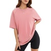 image:imageMANGOPOP Womens Oversized Tshirts Crew Neck Raglan Half 34 Elbow Sleeve Tops Summer Casual Loose Tee Going Out Trendy 2026Bright Pink