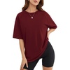 image:imageMANGOPOP Womens Oversized Tshirts Crew Neck Raglan Half 34 Elbow Sleeve Tops Summer Casual Loose Tee Going Out Trendy 2026Burgundy