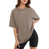 image:imageMANGOPOP Womens Oversized Tshirts Crew Neck Raglan Half 34 Elbow Sleeve Tops Summer Casual Loose Tee Going Out Trendy 2026Chestnut Brown