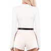 image:imageMANGOPOP Long Sleeve Body Suit Mock Turtle Neck Zip Up Bodysuit for Women Ribbed Deep V Sexy Bodysuit Shirts04fleece Lined White