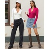 image:imageMANGOPOP Long Sleeve Body Suit Mock Turtle Neck Zip Up Bodysuit for Women Ribbed Deep V Sexy Bodysuit Shirts05long Sleeve Rose Pink