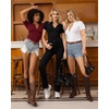 image:imageMANGOPOP Long Sleeve Body Suit Mock Turtle Neck Zip Up Bodysuit for Women Ribbed Deep V Sexy Bodysuit Shirts05short Sleeve Burgundy