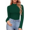 image:imageMANGOPOP Long Sleeve Body Suit Mock Turtle Neck Zip Up Bodysuit for Women Ribbed Deep V Sexy Bodysuit Shirts06long Sleeve Deep Green