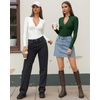 image:imageMANGOPOP Long Sleeve Body Suit Mock Turtle Neck Zip Up Bodysuit for Women Ribbed Deep V Sexy Bodysuit Shirts06long Sleeve Deep Green
