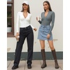image:imageMANGOPOP Long Sleeve Body Suit Mock Turtle Neck Zip Up Bodysuit for Women Ribbed Deep V Sexy Bodysuit Shirts06long Sleeve Elephant Grey