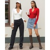 image:imageMANGOPOP Long Sleeve Body Suit Mock Turtle Neck Zip Up Bodysuit for Women Ribbed Deep V Sexy Bodysuit Shirts06long Sleeve Red
