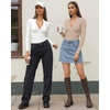 image:imageMANGOPOP Long Sleeve Body Suit Mock Turtle Neck Zip Up Bodysuit for Women Ribbed Deep V Sexy Bodysuit Shirts06long Sleeve Semolina