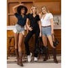 image:imageMANGOPOP Long Sleeve Body Suit Mock Turtle Neck Zip Up Bodysuit for Women Ribbed Deep V Sexy Bodysuit Shirts06short Sleeve Deep Blue