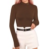 image:imageMANGOPOP Long Sleeve Body Suit Mock Turtle Neck Zip Up Bodysuit for Women Ribbed Deep V Sexy Bodysuit Shirts08fleece Lined Coffee