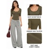 image:imageMANGOPOP Sexy Half Sleeve Tops for Women Scoop Neck Slim Fitted Casual Going Out T Shirt Tops 2026 TrendyArmy Green