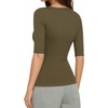 image:imageMANGOPOP Sexy Half Sleeve Tops for Women Scoop Neck Slim Fitted Casual Going Out T Shirt Tops 2026 TrendyArmy Green