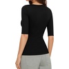 image:imageMANGOPOP Sexy Half Sleeve Tops for Women Scoop Neck Slim Fitted Casual Going Out T Shirt Tops 2026 TrendyBlack
