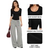 image:imageMANGOPOP Sexy Half Sleeve Tops for Women Scoop Neck Slim Fitted Casual Going Out T Shirt Tops 2026 TrendyBlack