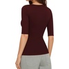 image:imageMANGOPOP Sexy Half Sleeve Tops for Women Scoop Neck Slim Fitted Casual Going Out T Shirt Tops 2026 TrendyBurgundy