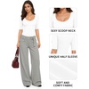 image:imageMANGOPOP Sexy Half Sleeve Tops for Women Scoop Neck Slim Fitted Casual Going Out T Shirt Tops 2026 TrendyCreamy White