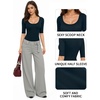 image:imageMANGOPOP Sexy Half Sleeve Tops for Women Scoop Neck Slim Fitted Casual Going Out T Shirt Tops 2026 TrendyDeep Blue