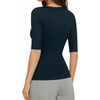 image:imageMANGOPOP Sexy Half Sleeve Tops for Women Scoop Neck Slim Fitted Casual Going Out T Shirt Tops 2026 TrendyDeep Blue
