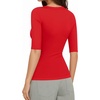 image:imageMANGOPOP Sexy Half Sleeve Tops for Women Scoop Neck Slim Fitted Casual Going Out T Shirt Tops 2026 TrendyRed