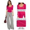 image:imageMANGOPOP Sexy Half Sleeve Tops for Women Scoop Neck Slim Fitted Casual Going Out T Shirt Tops 2026 TrendyRose Pink