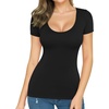 image:imageMANGOPOP Womens Summer Scoop Neck Short Sleeve Slim Fit Tunic T Shirt01 Black