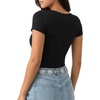 image:imageMANGOPOP Womens Summer Scoop Neck Short Sleeve Slim Fit Tunic T Shirt01 Black