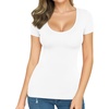 image:imageMANGOPOP Womens Summer Scoop Neck Short Sleeve Slim Fit Tunic T Shirt02 White