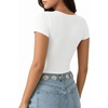 image:imageMANGOPOP Womens Summer Scoop Neck Short Sleeve Slim Fit Tunic T Shirt02 White