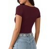 image:imageMANGOPOP Womens Summer Scoop Neck Short Sleeve Slim Fit Tunic T ShirtBurgundy