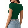 image:imageMANGOPOP Womens Summer Scoop Neck Short Sleeve Slim Fit Tunic T ShirtDeep Green