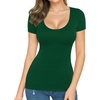 image:imageMANGOPOP Womens Summer Scoop Neck Short Sleeve Slim Fit Tunic T ShirtDeep Green