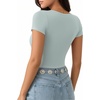 image:imageMANGOPOP Womens Summer Scoop Neck Short Sleeve Slim Fit Tunic T ShirtElephant Grey