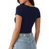 image:imageMANGOPOP Womens Summer Scoop Neck Short Sleeve Slim Fit Tunic T ShirtNavy Blue