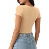 image:imageMANGOPOP Womens Summer Scoop Neck Short Sleeve Slim Fit Tunic T ShirtNude