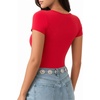 image:imageMANGOPOP Womens Summer Scoop Neck Short Sleeve Slim Fit Tunic T ShirtRed
