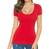 image:imageMANGOPOP Womens Summer Scoop Neck Short Sleeve Slim Fit Tunic T ShirtRed