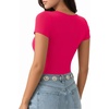 image:imageMANGOPOP Womens Summer Scoop Neck Short Sleeve Slim Fit Tunic T ShirtRose Pink