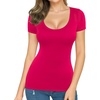 image:imageMANGOPOP Womens Summer Scoop Neck Short Sleeve Slim Fit Tunic T ShirtRose Pink