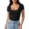 image:imageMANGOPOP Womens Summer Scoop Neck Short Sleeve Slim Fit Tunic T Shirt01 Black