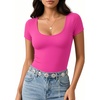 image:imageMANGOPOP Womens Summer Scoop Neck Short Sleeve Slim Fit Tunic T ShirtBlush