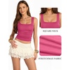 image:imageMANGOPOP Double Lined Tank Tops for Women Sleeveless Square Neck Shirts Basic Summer Tops 2025Blush
