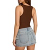 image:imageMANGOPOP Double Lined Tank Tops for Women Sleeveless Square Neck Shirts Basic Summer Tops 2025Brown
