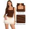 image:imageMANGOPOP Double Lined Tank Tops for Women Sleeveless Square Neck Shirts Basic Summer Tops 2025Brown