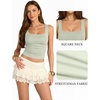 image:imageMANGOPOP Double Lined Tank Tops for Women Sleeveless Square Neck Shirts Basic Summer Tops 2025Misty Jade