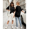 image:imageMANGOPOP Half Sleeve Oversized Tops for Women Crew Neck Loose Fit Casual Summer Trendy Back Seams T Shirt Tops 2026Black